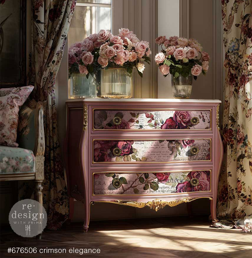 Crimson Elegance Decoupage Paper