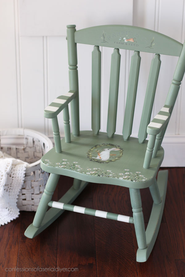 Bunny rocker makeover with Blossom Bunnies transfer