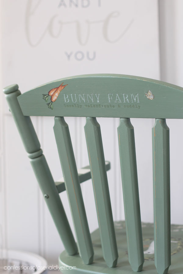 Bunny rocker makeover with Blossom Bunnies transfer