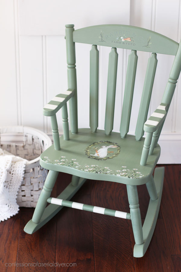 Bunny rocker makeover with Blossom Bunnies transfer