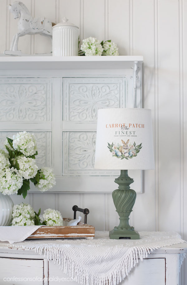 Blossom Bunnies transfer on a lamp