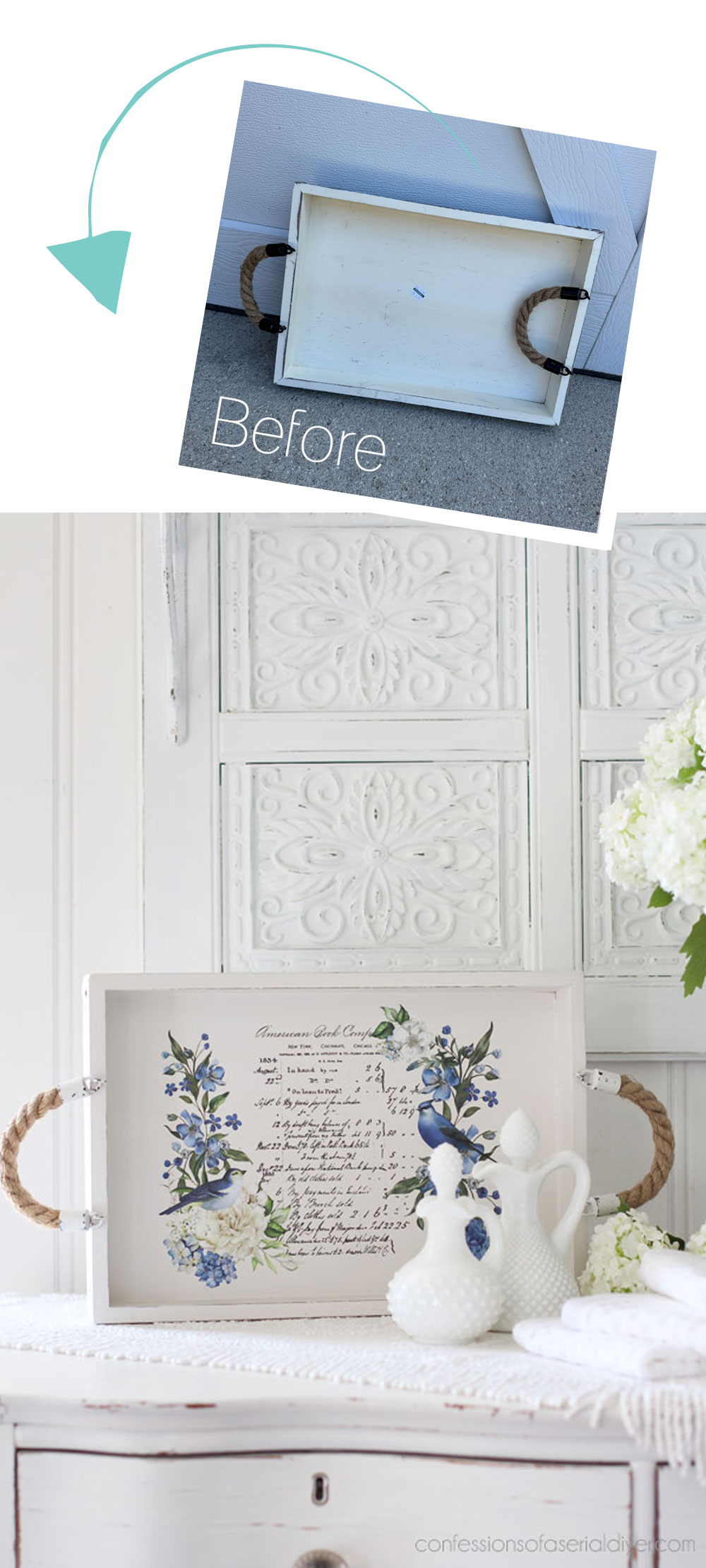 Tray makeover with transfers