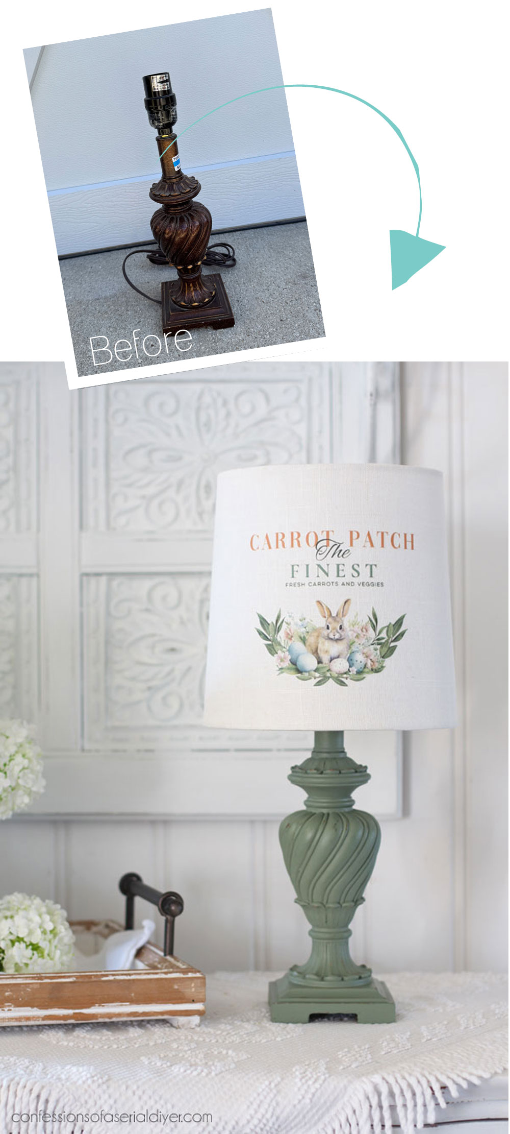 Blossom Bunnies transfer on a lamp
