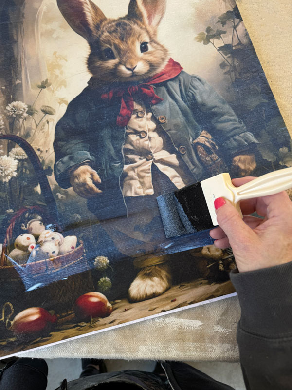 Bunny art from decoupage paper