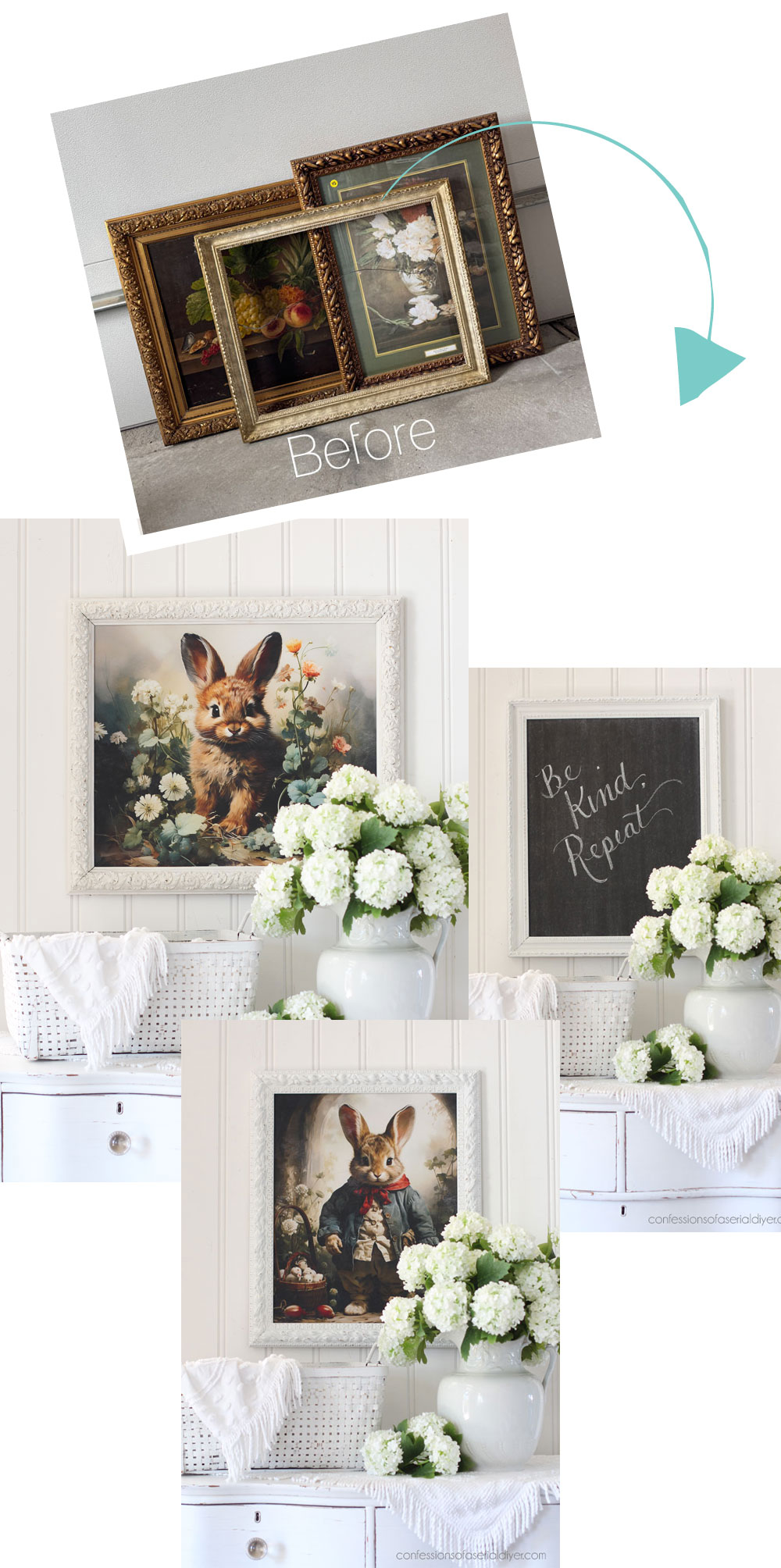 Three Thrifty Frame Upcycles into into Bunny Art