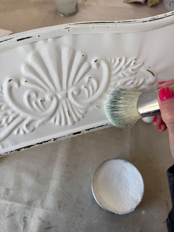 Applying clear wax with my Belle Brush