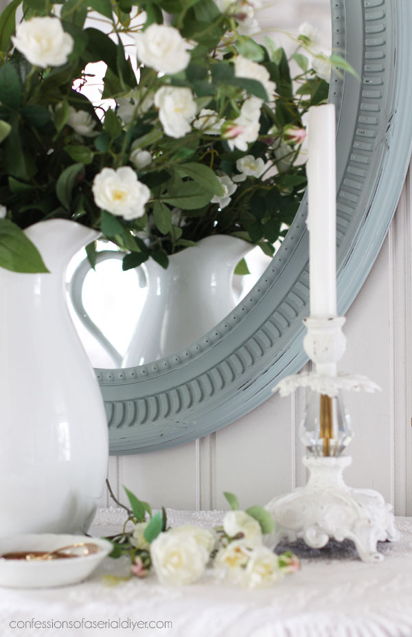 Vintage Duck Egg Blue and Cotton mirror