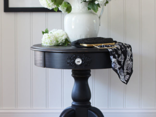 Oak Pedestal Table Makeover in Caviar by Dixie Belle