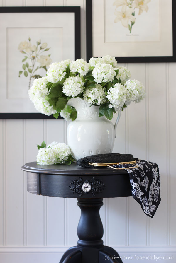 Oak Pedestal Table Makeover in Caviar by Dixie Belle