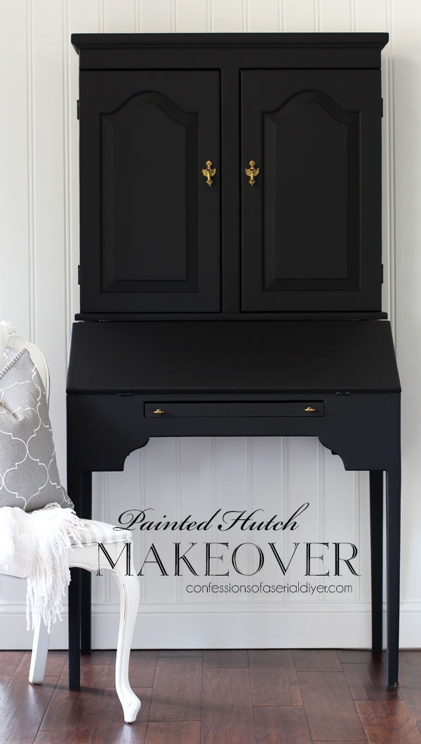 Black Painted Secretary Desk with SIlk Mineral Paint
