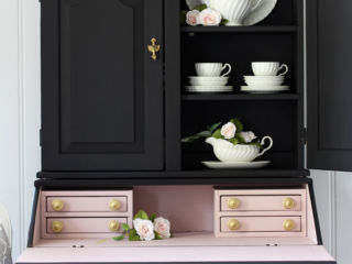 Black Painted Secretary Desk with SIlk Mineral Paint