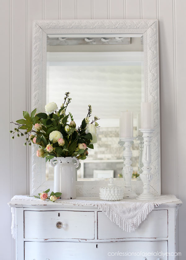 White painted mirror