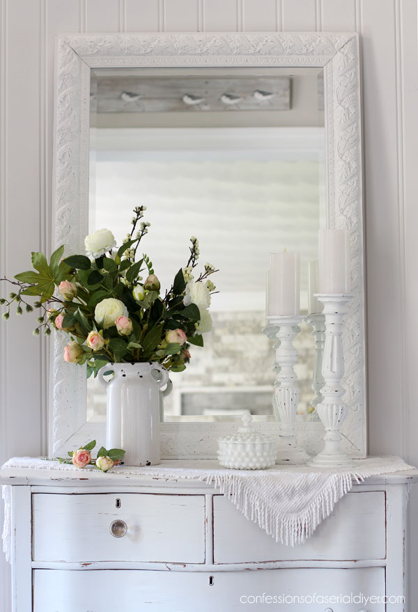White chalk painted mirror
