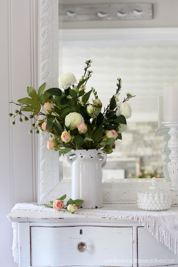 White chalk painted mirror