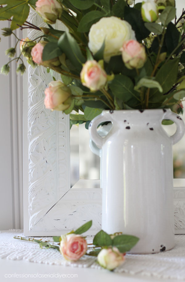 White chalk painted mirror
