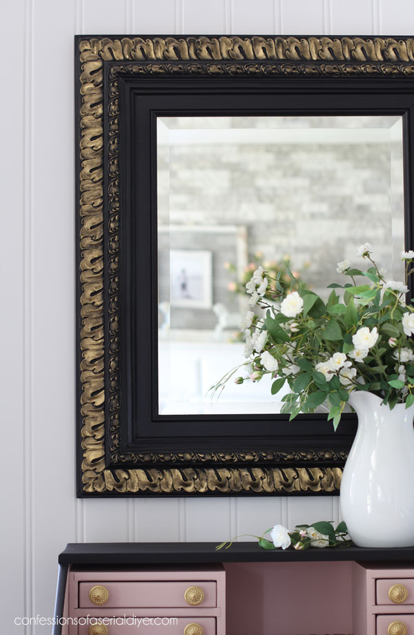 Black Painted Mirror Makeover