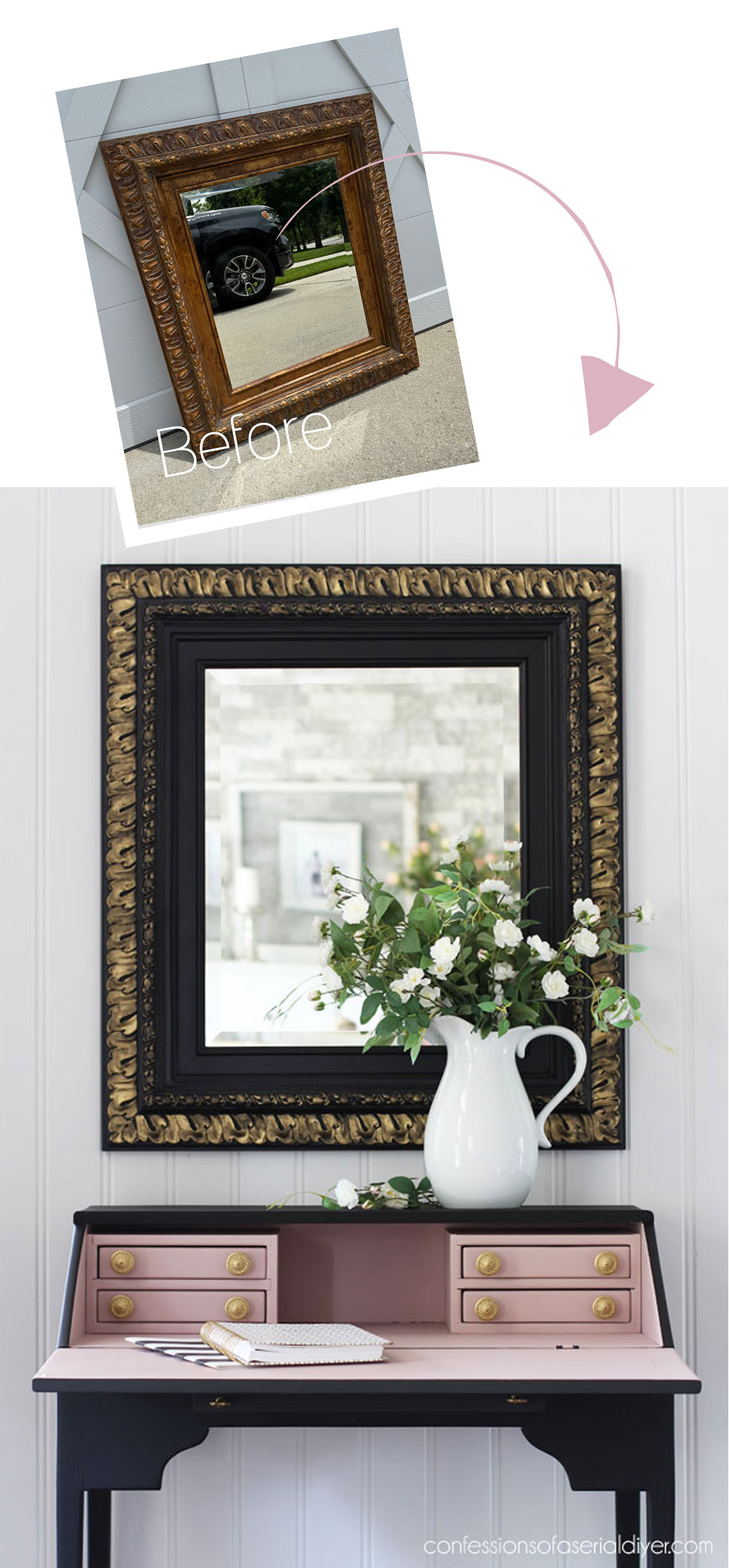 Black Painted Mirror Makeover