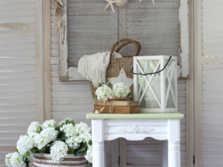 Chunky side table makeover in Farmhouse Green by Dixie Belle