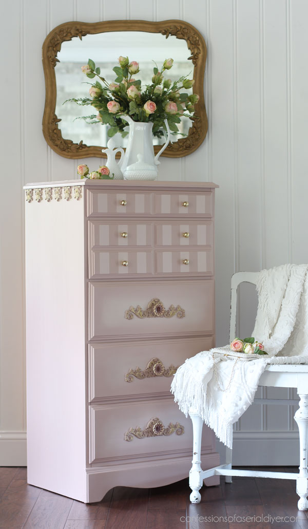 Painted Lingerie Chest Makeover in Tea Rose