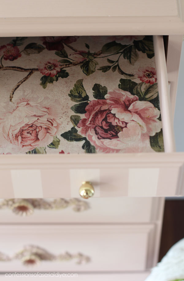 Line drawers with decoupage paper!