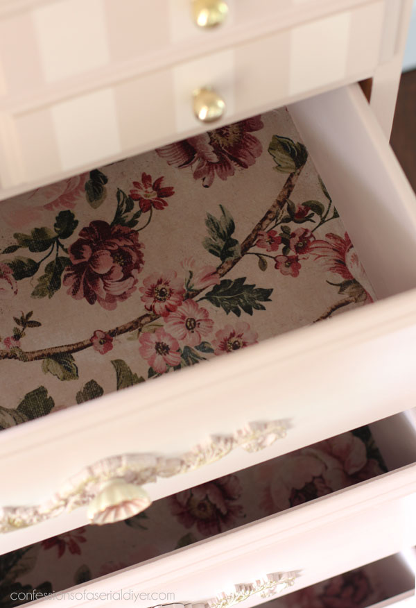 How to line drawers with decoupage paper