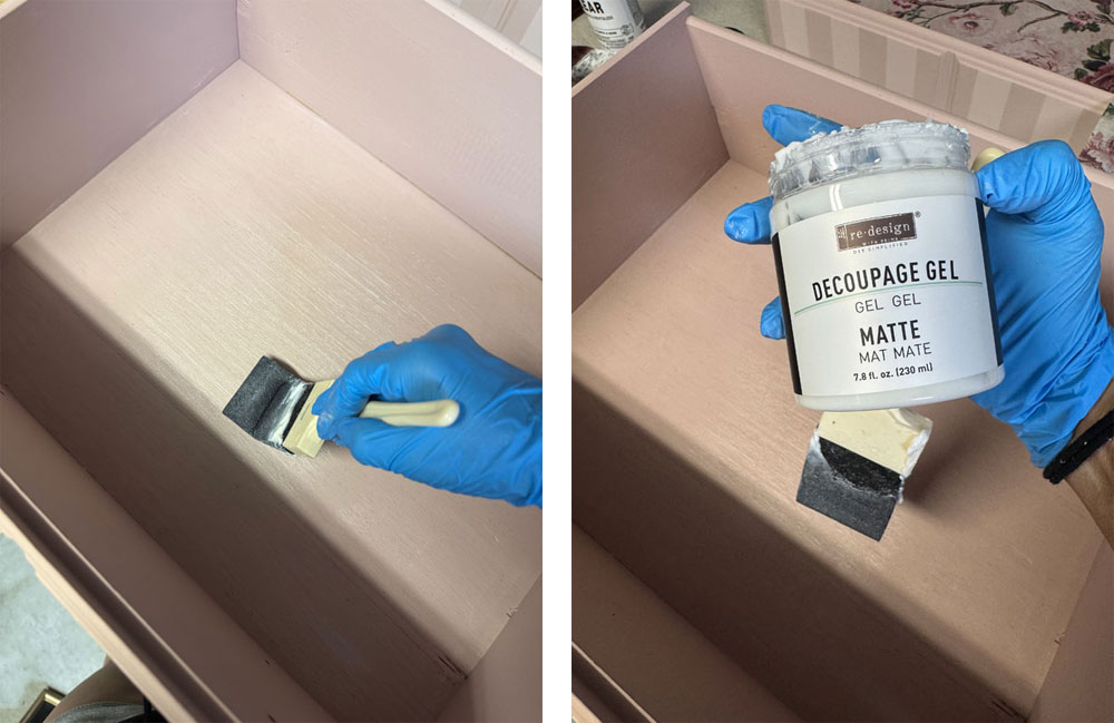 How to line drawers with decoupage paper