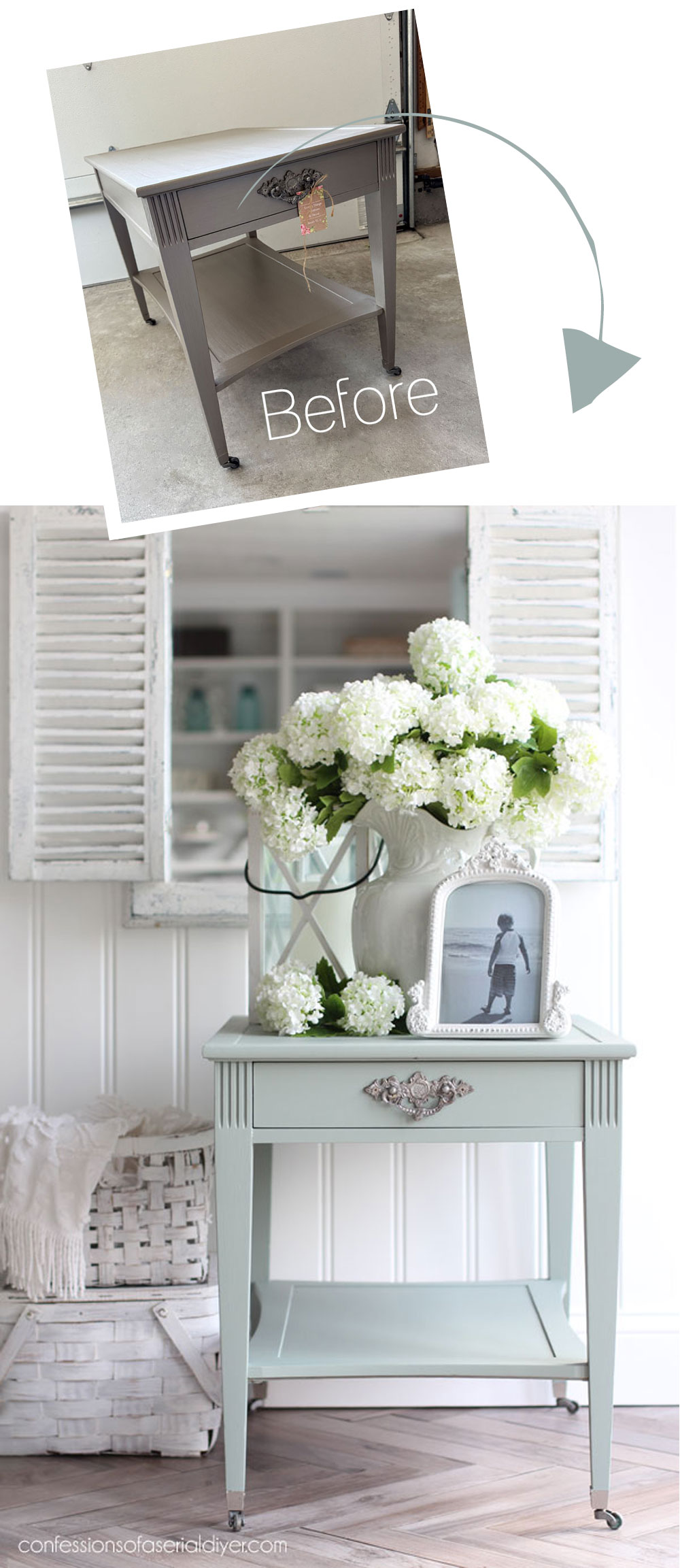 Vintage Side Table in Silk Oxford Fog