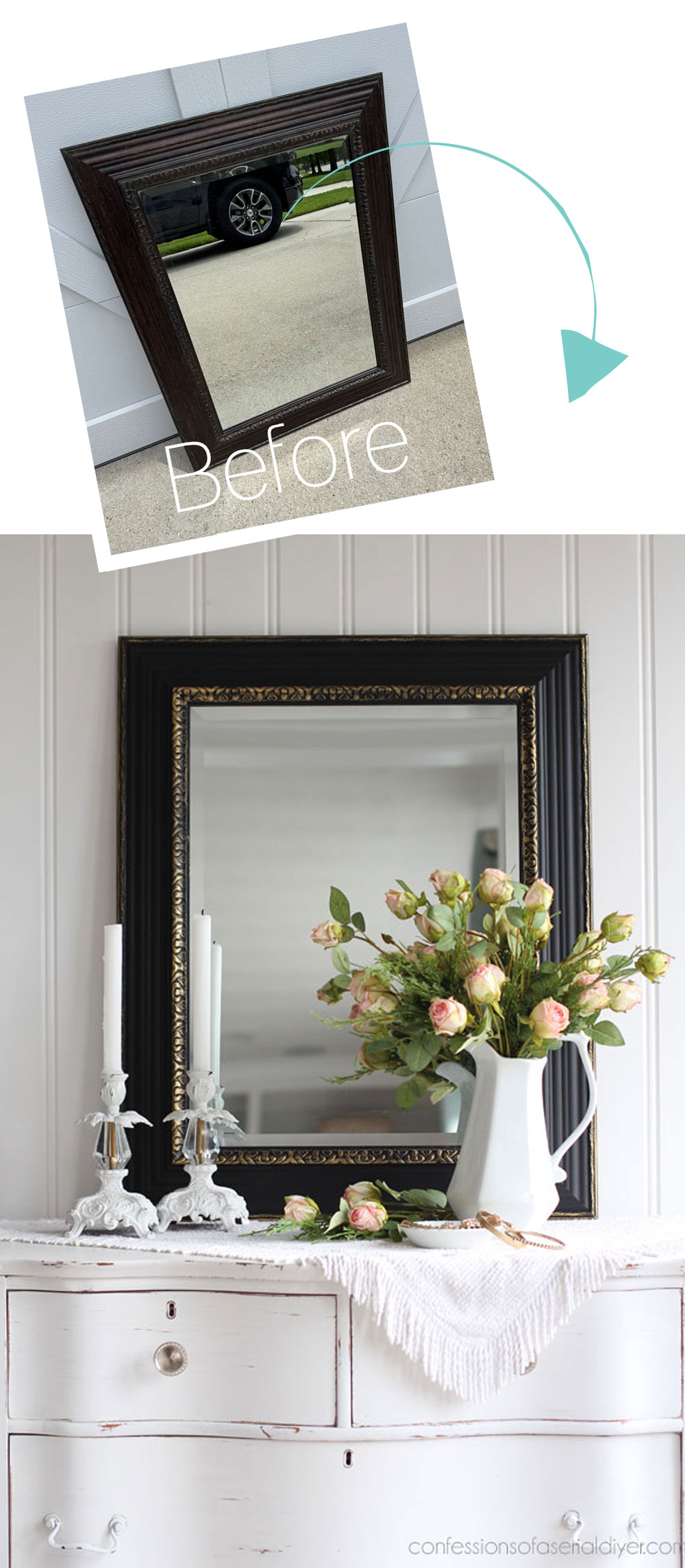 Black painted mirror