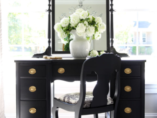 Black painted dressing table in Caviar by Dixie Belle