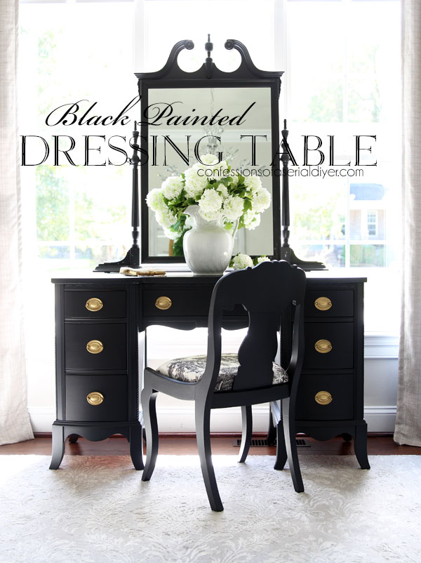 Black painted dressing table in Caviar by Dixie Belle