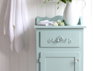Washstand table makeover in Vintage Duck Egg Blue &amp; Cotton Mix