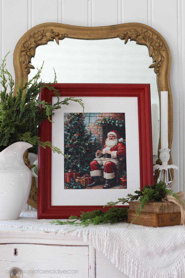 Holiday santa decoupage art