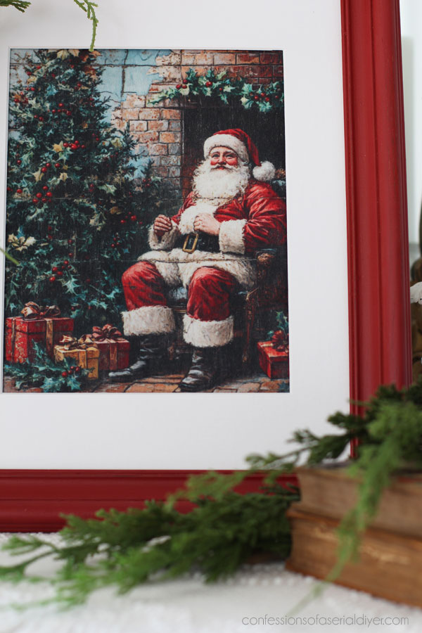 Holiday santa decoupage art