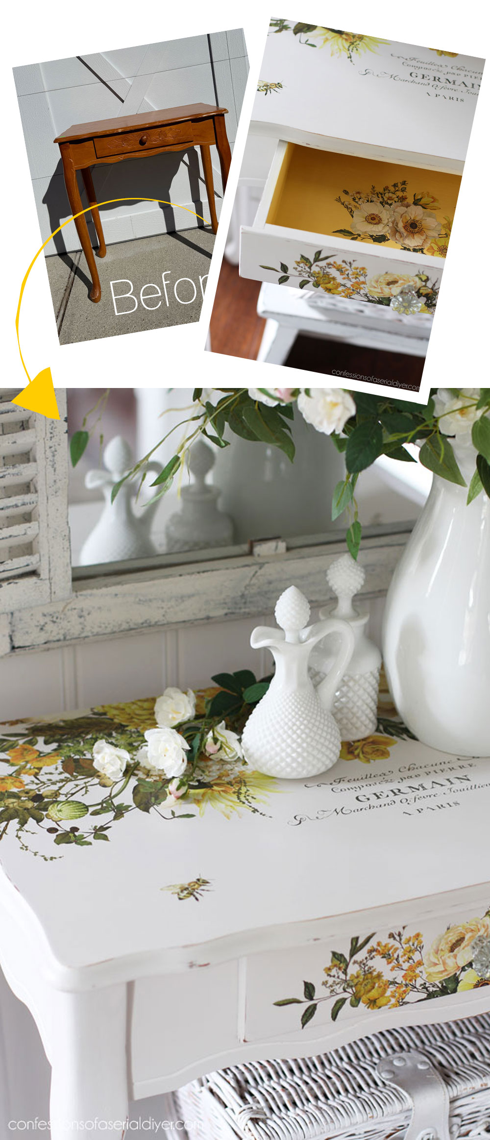 Dressing Table with yellow floral transfer