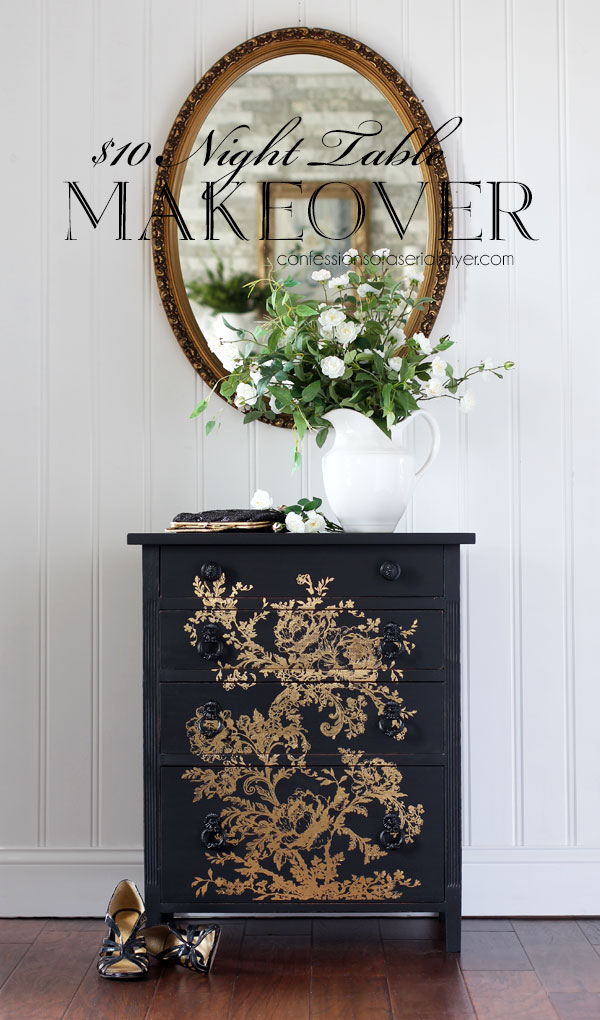 $10 Night Table Makeover in Dixie Belle's Caviar