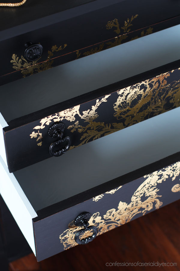 Drawers painted in Bay Breeze Silk Paint