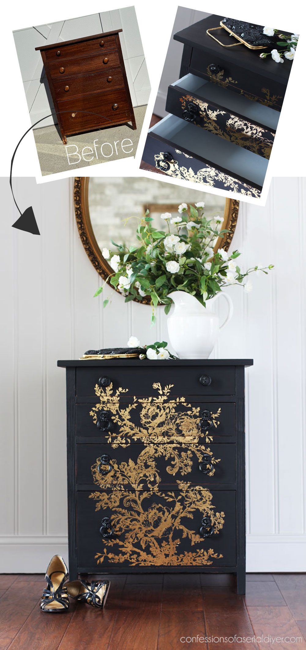 $10 Night Table Makeover in Dixie Belle's Caviar