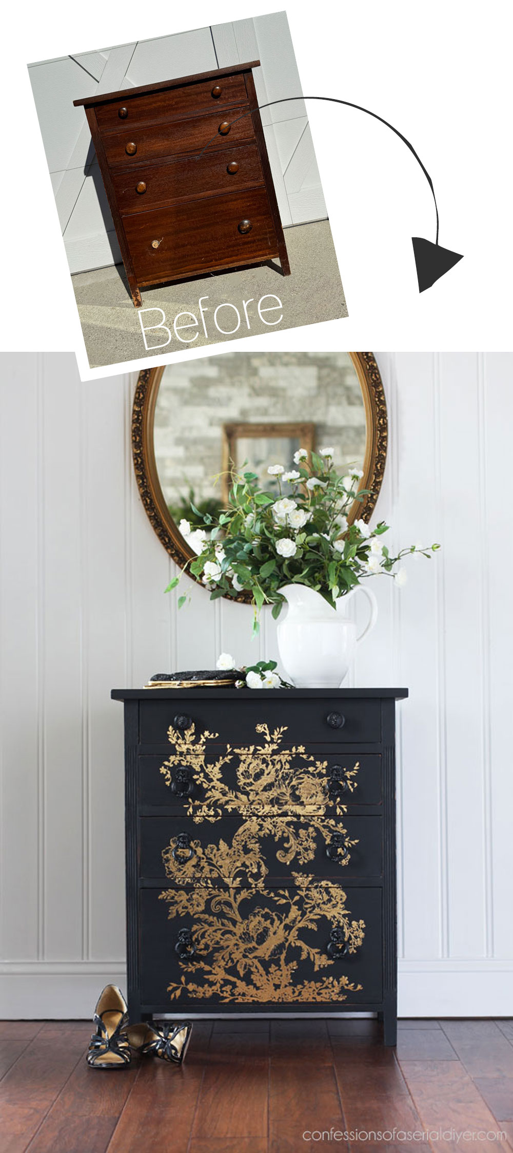 $10 Night Table Makeover in Dixie Belle's Caviar