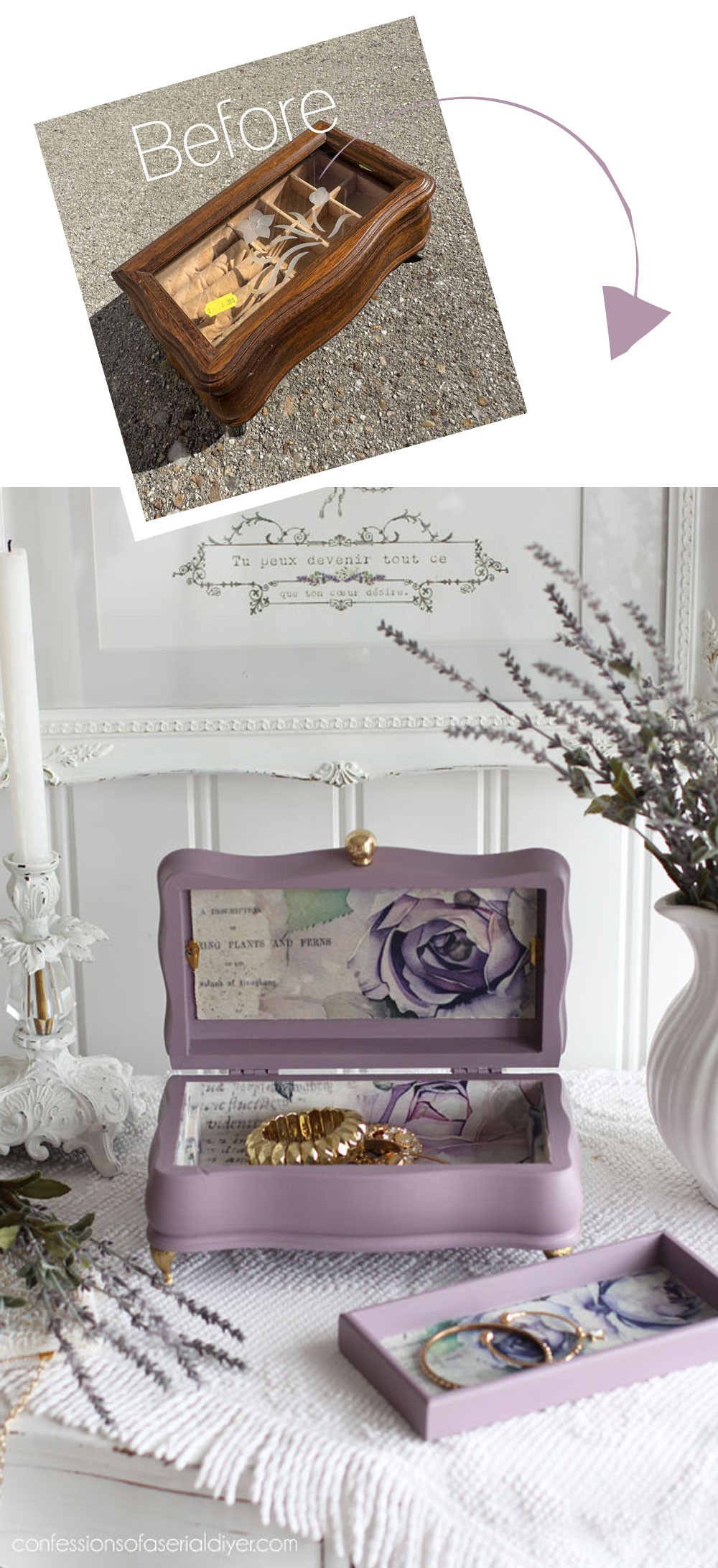 Update a Jewelry Box with Paint and Decoupage Paper
