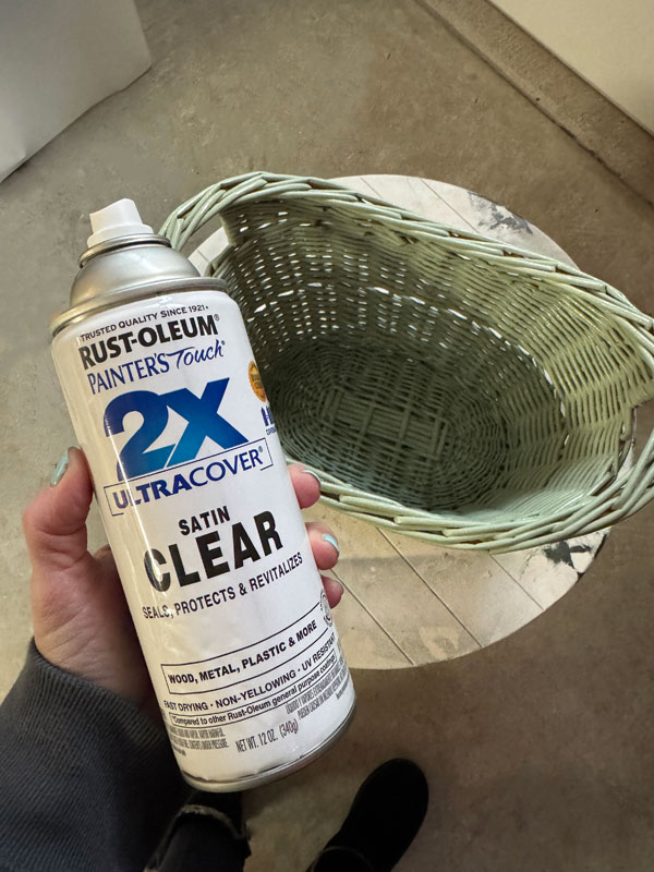 Seal baskets with clear spray from Rustoleum