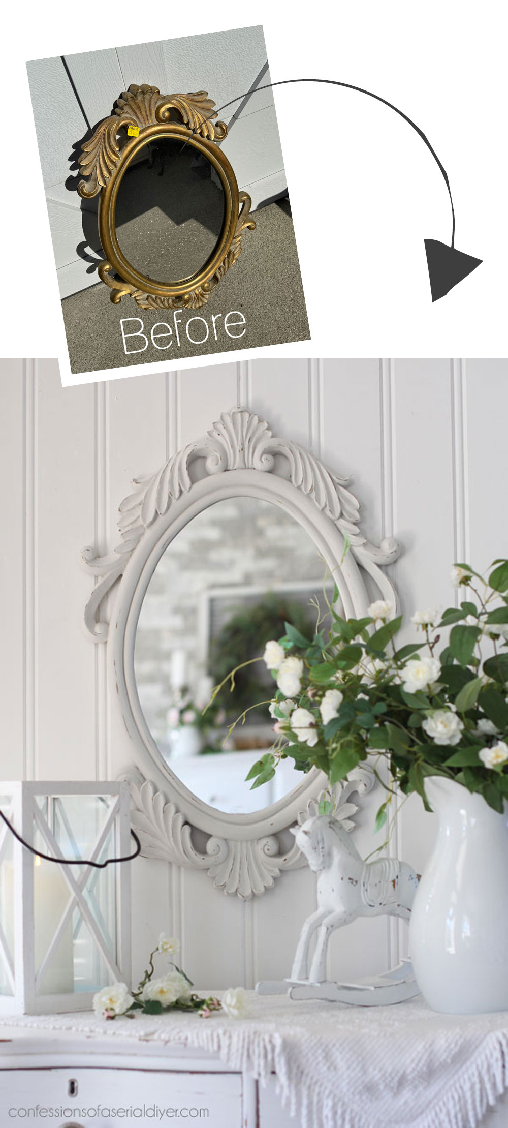 White painted mirror