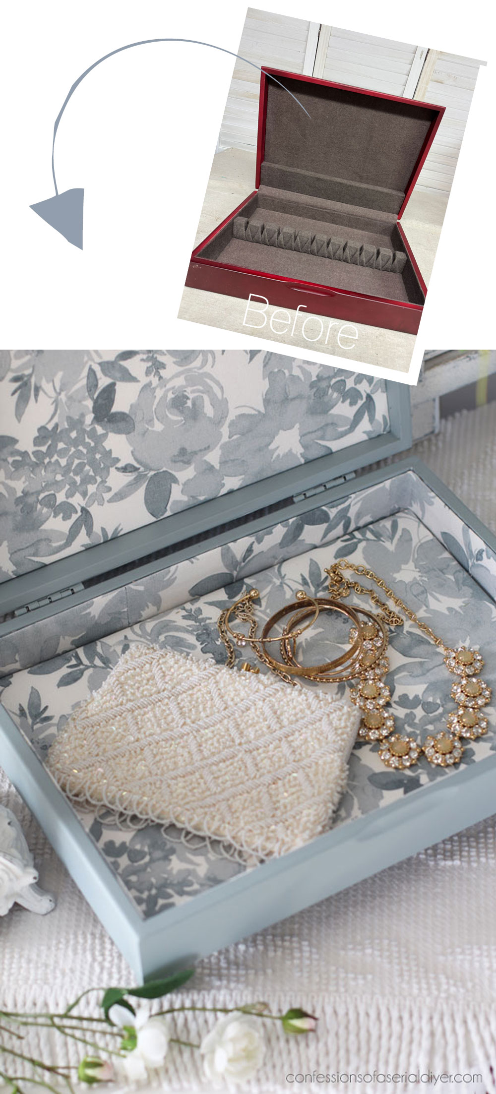 Make an old flatware box beautiful! 