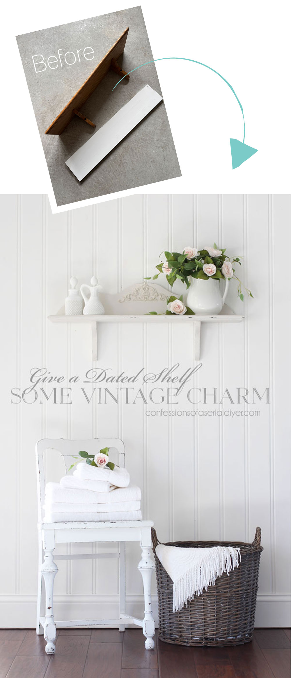 How to give a dated shelf some vintage charm