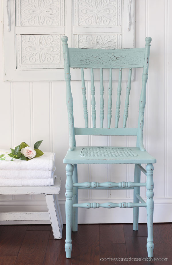Painted Press Back and Cane Chair