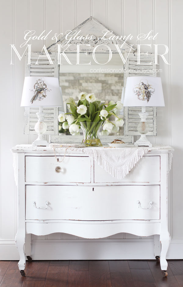 Gold and Glass Lamp Set Makeover