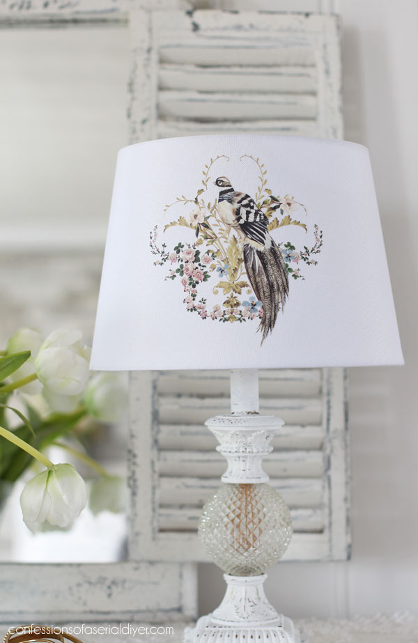 Rare Birds Transfer on a lamp shade