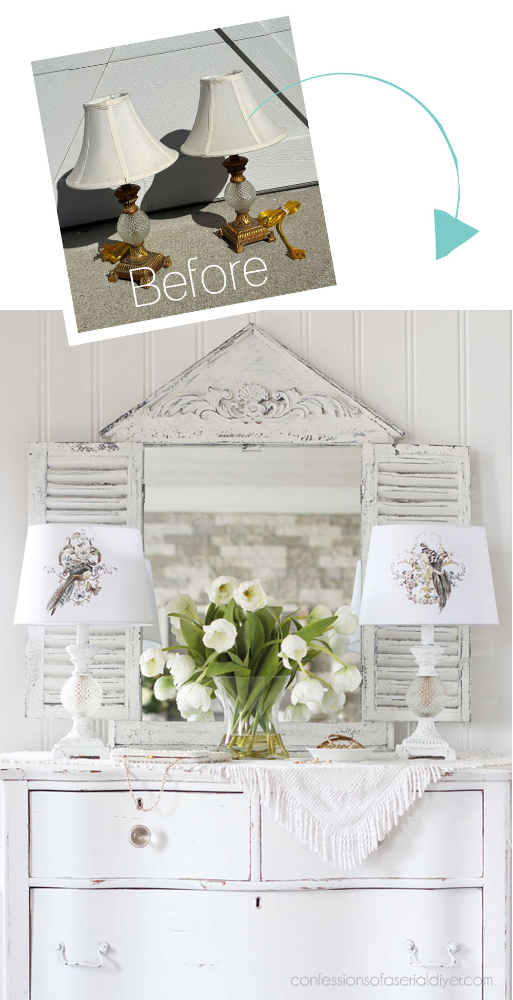 Gold and Glass Lamp Set Makeover