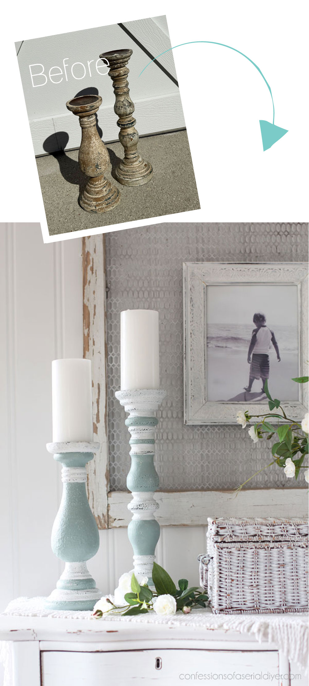 Coastal painted Candlesticks