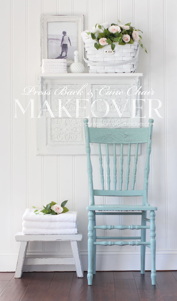 Painted Press Back and Cane Chair