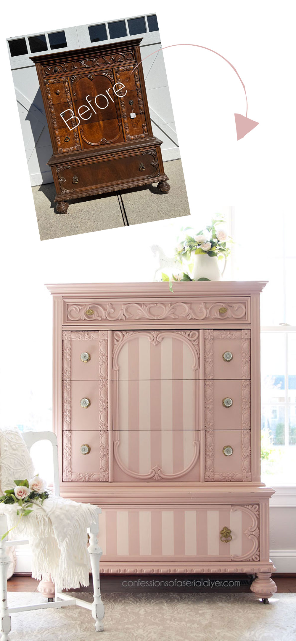 The Prettiest Antique Dresser Makeover | Confessions of a Serial Do-it-Yourselfer The Prettiest Antique Dresser Makeover | Confessions of a Serial Do-it-Yourselfer